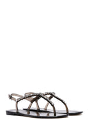 Women's Black Jelly Sandals with Stones | Derimod