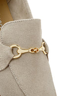 Women's Beige Suede Leather Masculine Loafer | Derimod