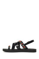 Woman Black Back-Buckled Rhinestone Sandals | Derimod