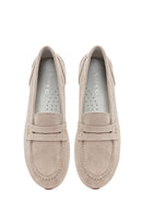 Women's Beige Suede Leather Loafer | Derimod