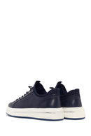Erkek Lacivert Bağcıklı Kalın Tabanlı Deri Sneaker | Derimod