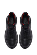 Erkek Siyah Bağcıklı Deri Sneaker | Derimod