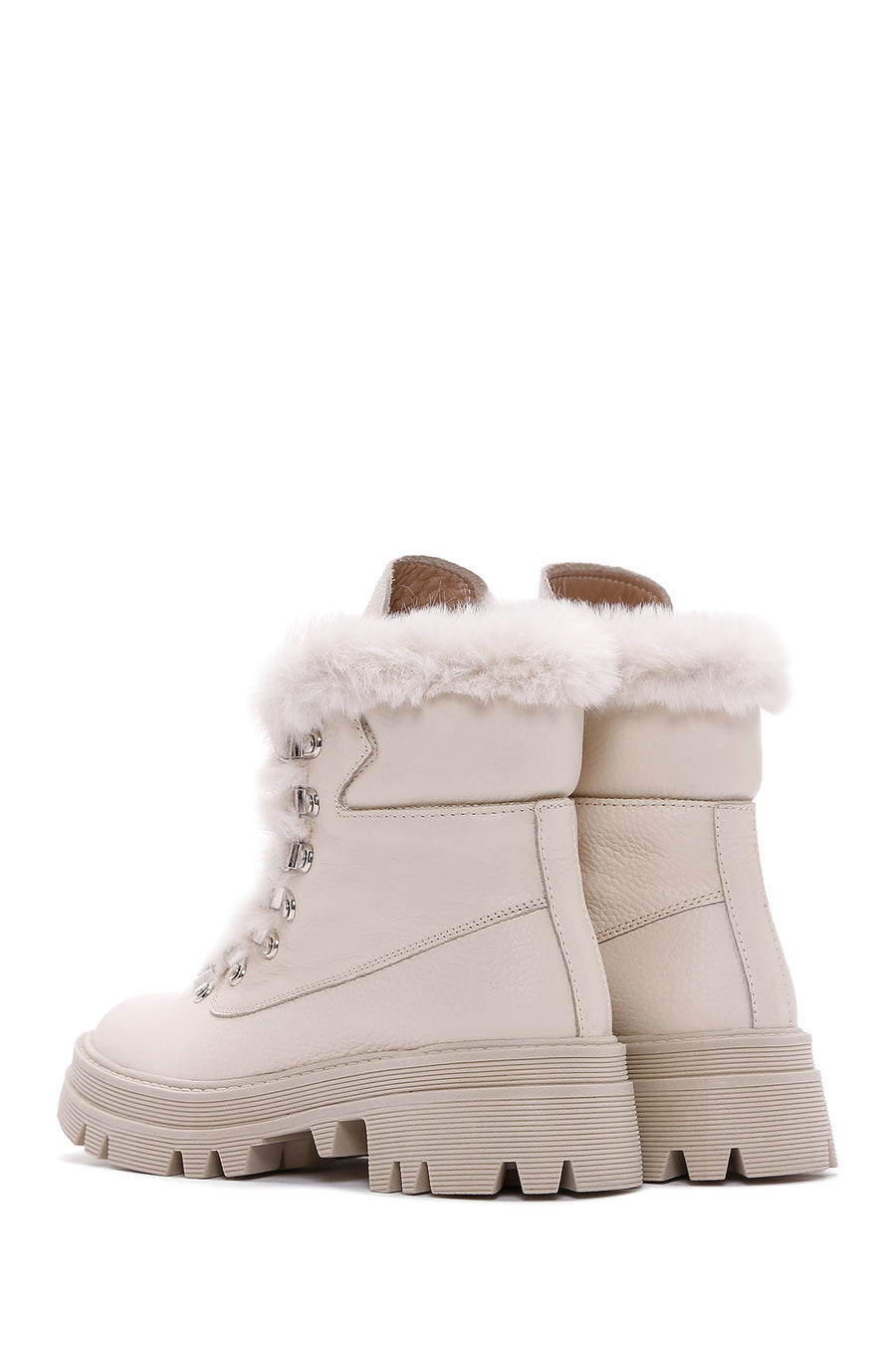 Women's Beige Leather Boots