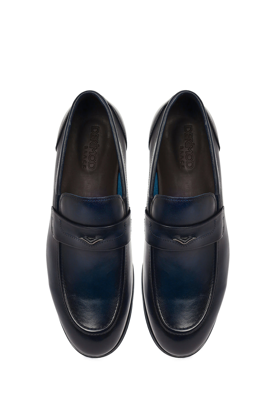 Derimod Black Erkek Lacivert Deri Klasik Loafer