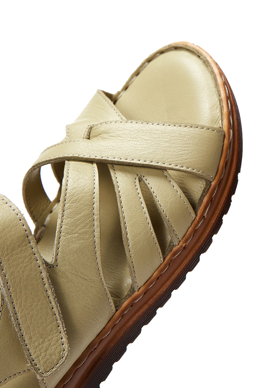 Women's Green Leather Comfort Sandals