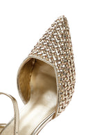 Women's Gold Ankle Buckle Braided Thin Heeled Shoes | Derimod
