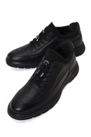 Erkek Siyah Bağcıklı Deri Casual Sneaker | Derimod