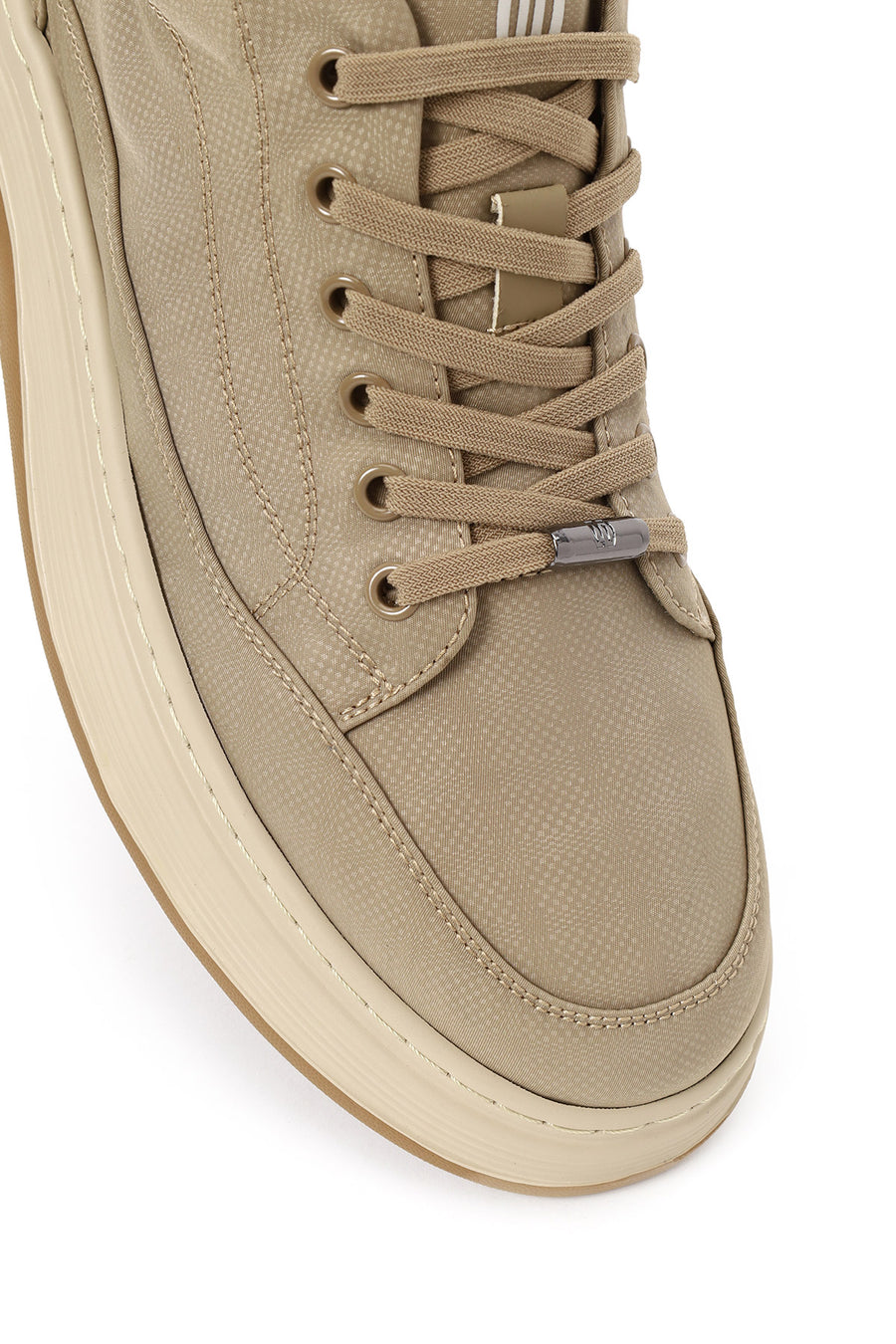 Erkek Bej Bağcıklı Kumaş Sneaker