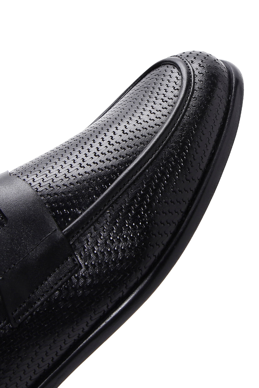 Men's Black Leather Printed Classic Loafer