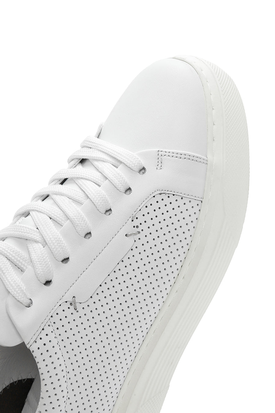 Erkek Beyaz Bağcıklı Deri Sneaker