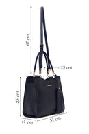 Woman Navy Long-Strap Printed Classic Shoulder Bag | Derimod