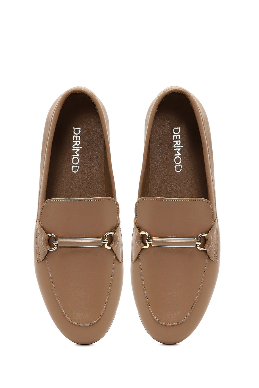 Woman Powder Buckle Detail Leather Masculine Loafer