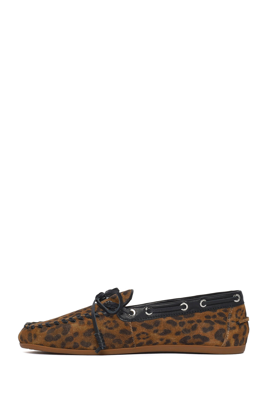 Kadın Leopar Desenli Süet Deri Loafer