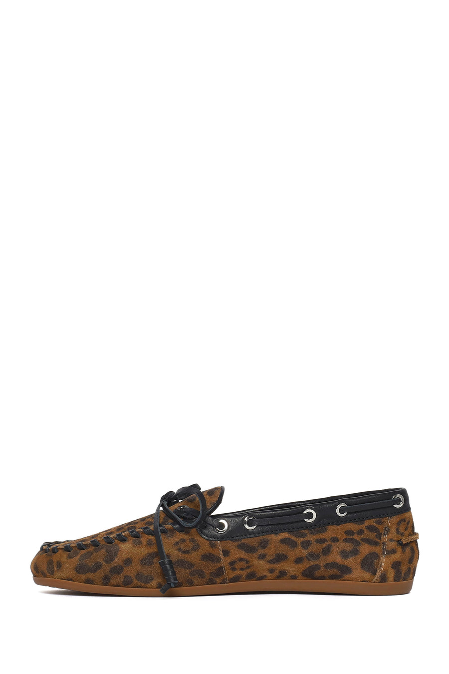 Kadın Leopar Desenli Süet Deri Loafer