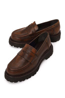 Kadın Kahverengi Kalın Tabanlı Deri Maskülen Loafer | Derimod
