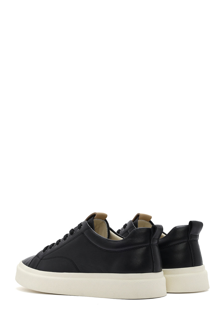 Erkek Siyah Bağcıklı Deri Sneaker
