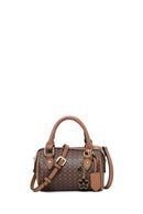 Woman Brown Long-Strap Printed Mini Crossbody Bag | Derimod