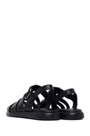 Woman Black Buckled Leather Sandals | Derimod