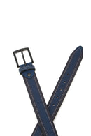 Men's Navy Blue Leather Belt | Derimod