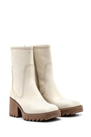 Women's Leather Zippered Heeled Boots | Derimod