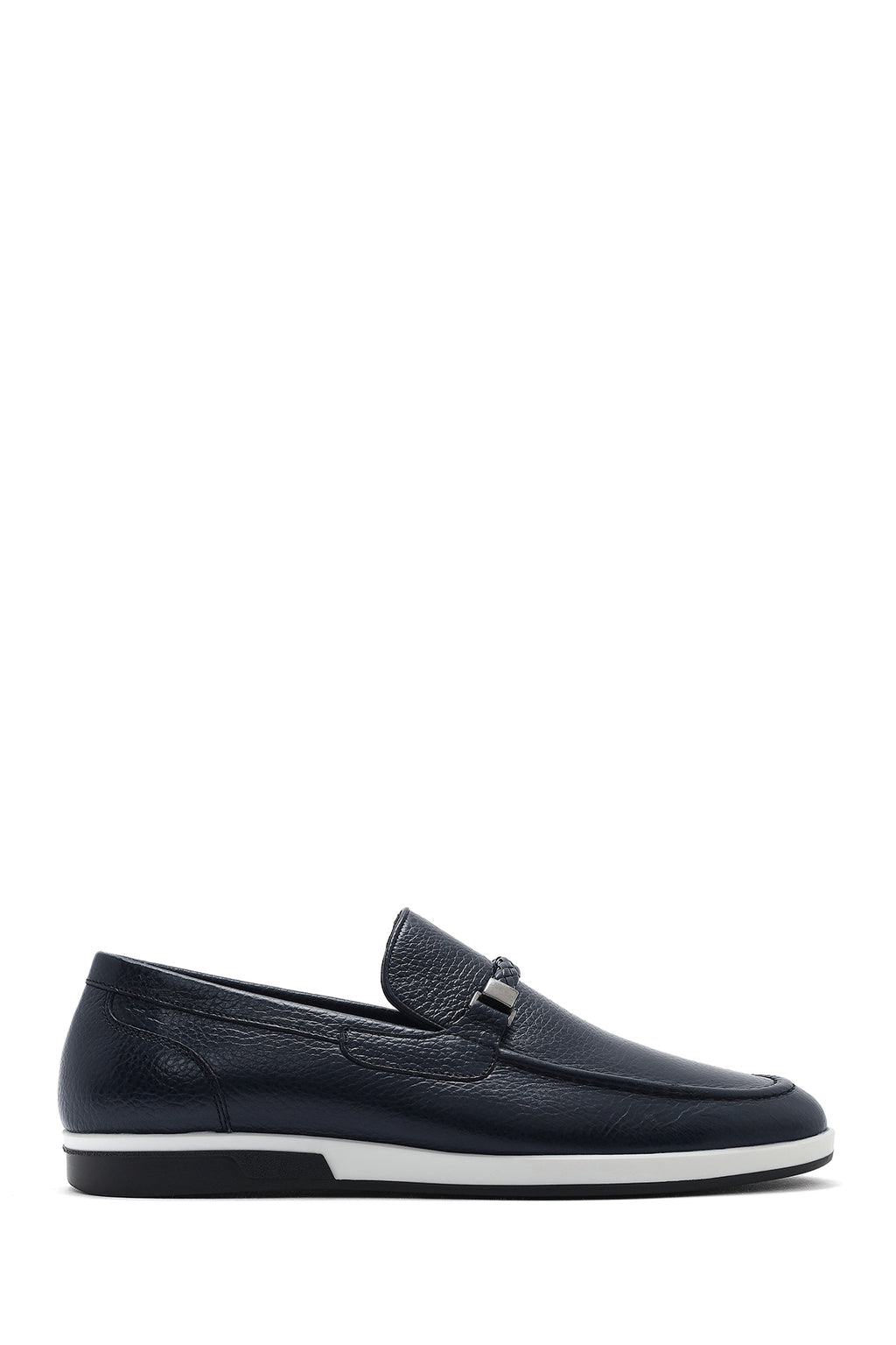Erkek Lacivert Deri Casual Loafer