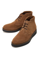 Men's Tan Suede Leather Flat Boots | Derimod