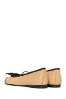 Women's Beige Leather Ballerinas | Derimod