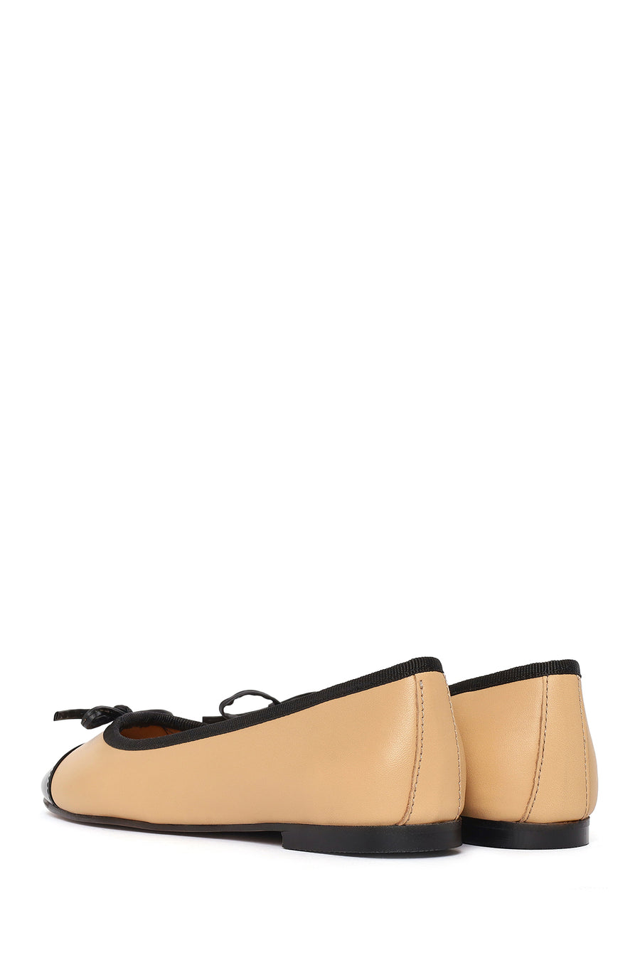 Women's Beige Leather Ballerinas