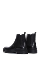 Men's Black Leather Chelsea Flat Boots | Derimod