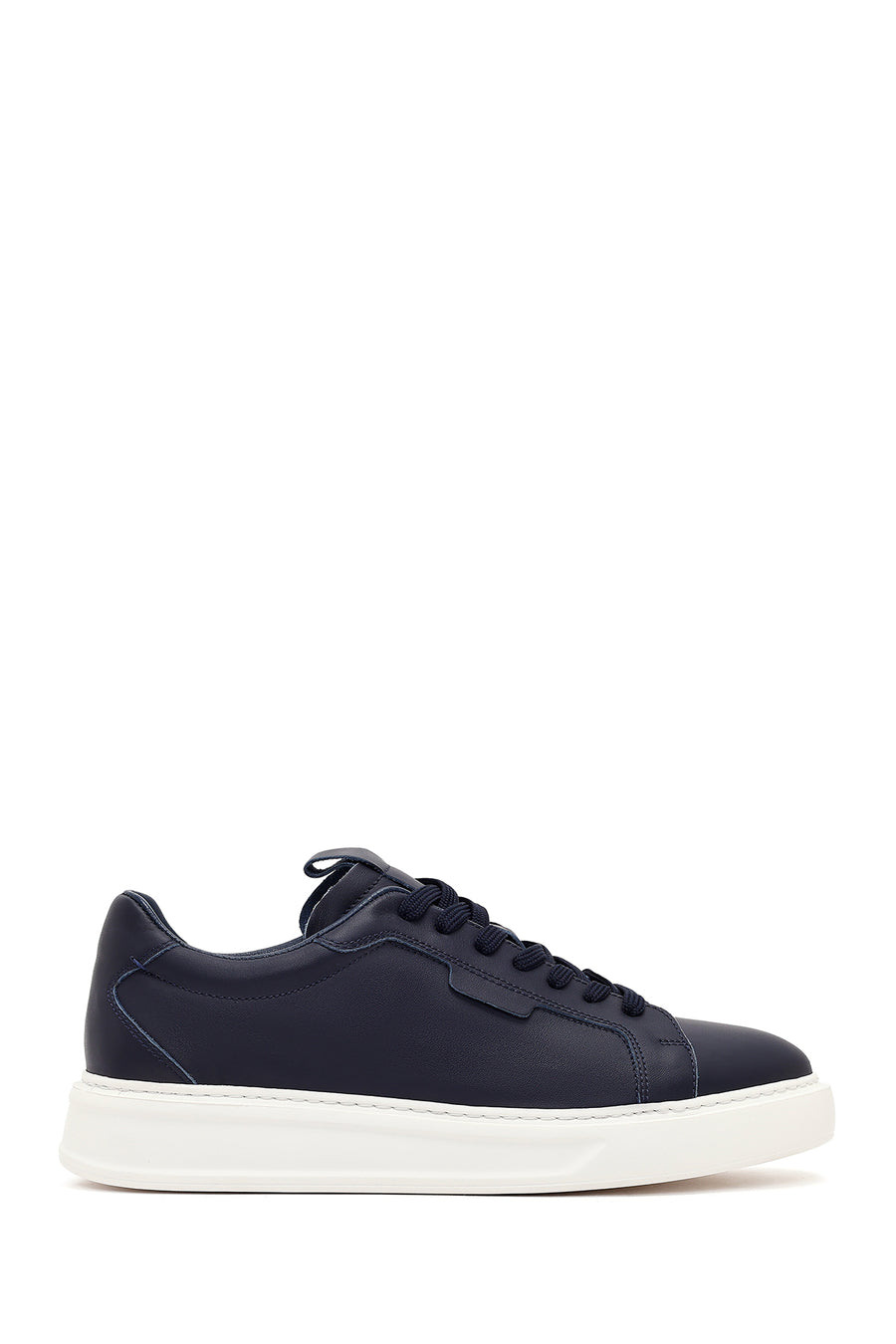 Erkek Lacivert Bağcıklı Kalın Tabanlı Deri Sneaker 26SFD610418 | Derimod
