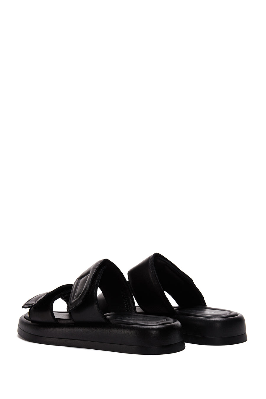 Women's Black Leather Comfort Slippers