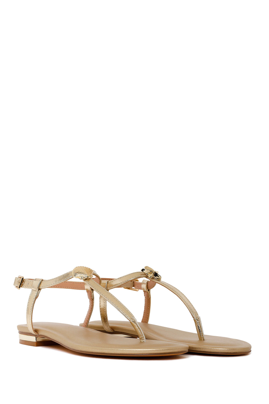 Woman Gold Metallic Toe-Post Sandal
