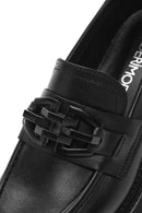 Kadın Siyah Kalın Tabanlı Deri Maskülen Loafer | Derimod