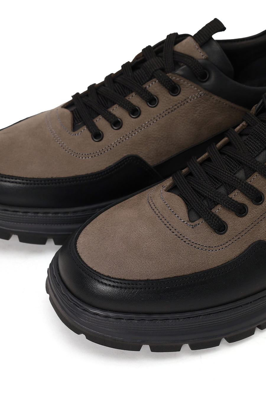 Male Mink Lace-up Thick-soled Leather Casual Shoes