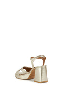 Geox Women's Gold Soledea Ankle Strap Thick Heeled Leather Sandals | Derimod
