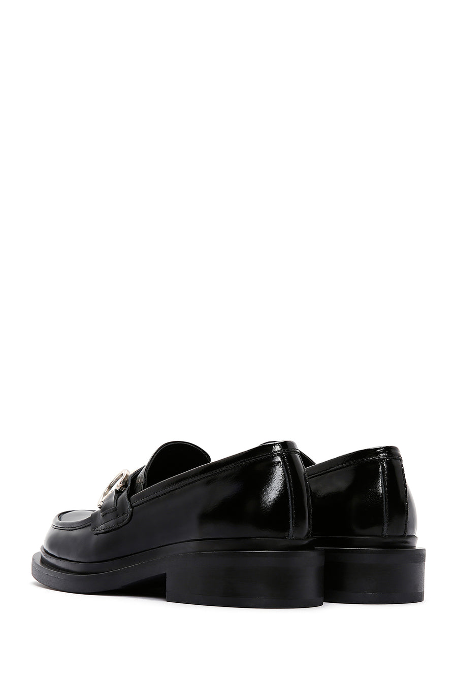 Kadın Siyah Deri Rugan Maskülen Klasik Loafer