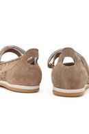 Women's Mink Banded Suede Leather Ballerinas | Derimod