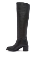 Women's Black Thick Heel Leather Boots | Derimod