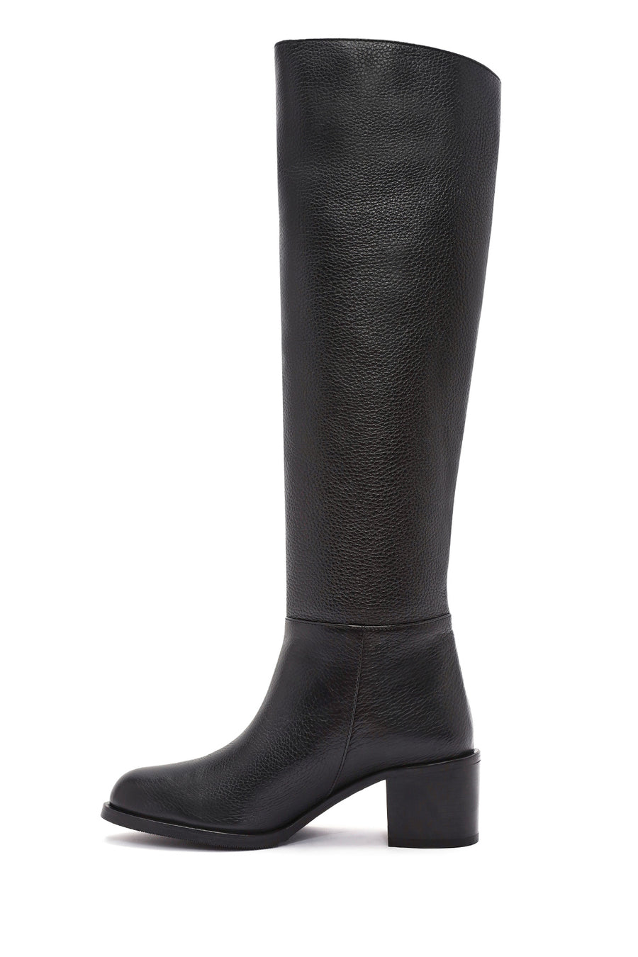 Women's Black Thick Heel Leather Boots