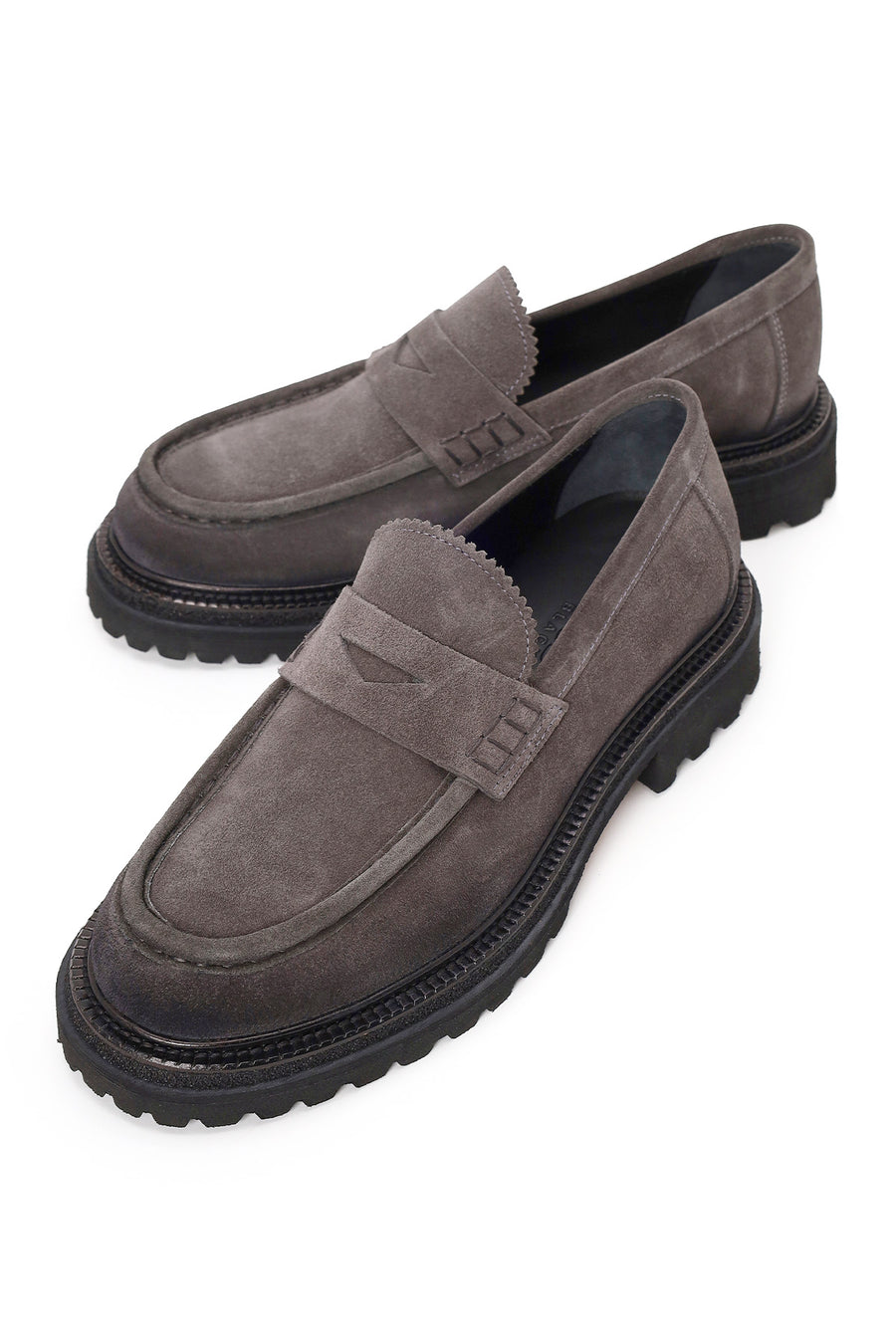 Male Gray Suede Loafers
