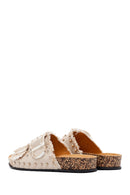 Women's Beige Stone Detailed Fabric Slippers | Derimod