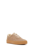 Kadın Bej Bağcıklı Süet Sneaker | Derimod