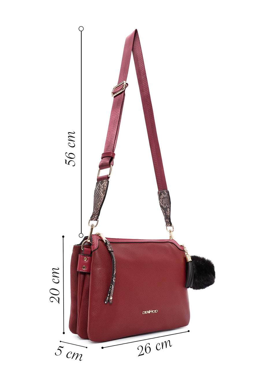Women's Claret Red Accessory Detailed Crossbody Bag