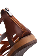 Women's Brown Leather Flat Bodrum Sandals | Derimod