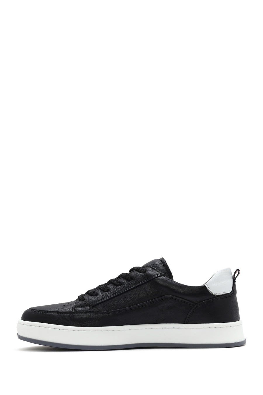 Erkek Siyah Bağcıklı Deri Sneaker