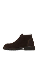 Male Brown Lace-up Thick-soled Suede Boots | Derimod