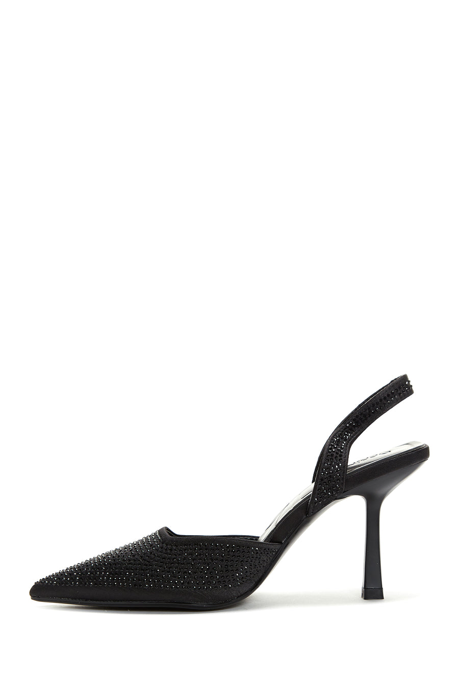 Kadın Siyah Taşlı Arkası Açık Topuklu Stiletto