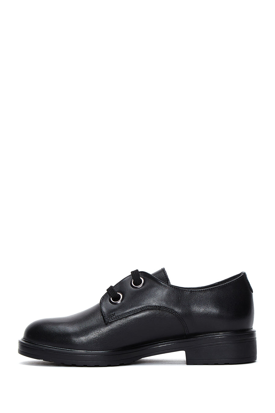 Women's Black Leather Oxford Shoes