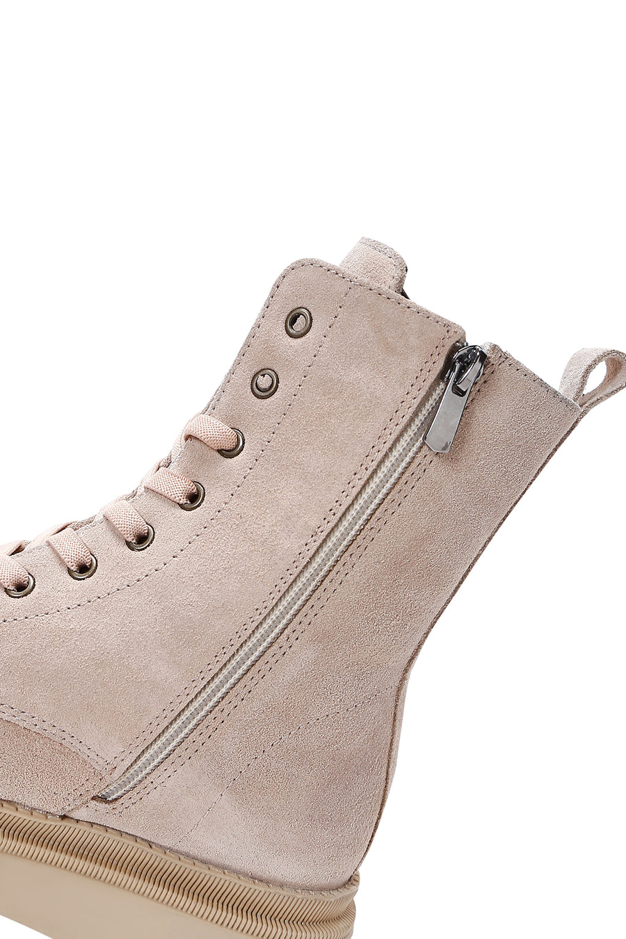 Kadın Bej Süet Deri Kalın Tabanlı Postal Bot