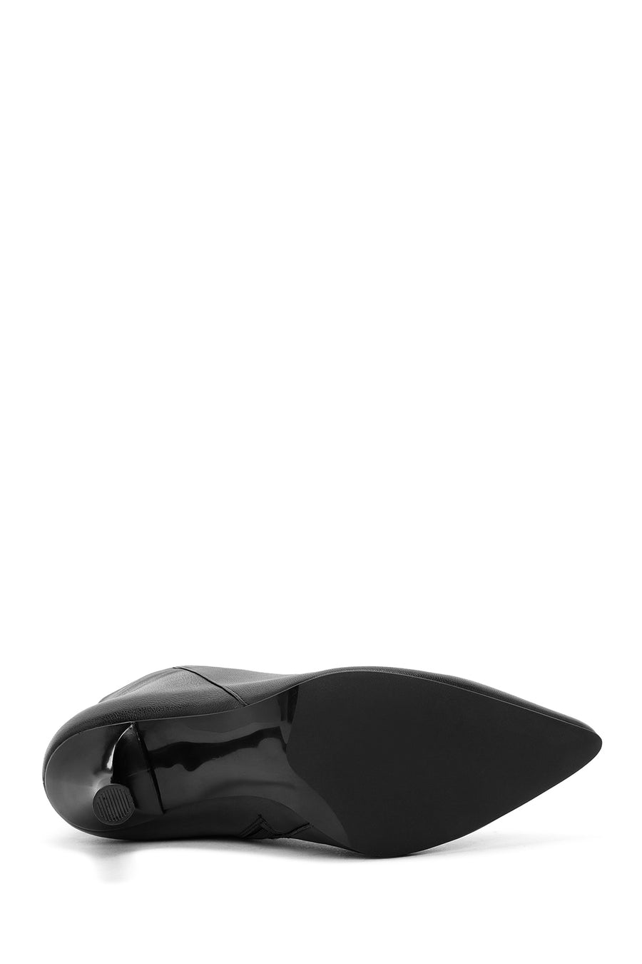 Woman Black Zip Closure Stiletto Heel Leather Boots
